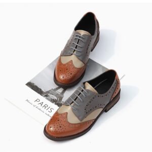 Women Leather Shoes, Oxford Shoes, Closed Shoes, Brown Shoes, Handmade Shoes H0012